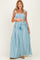 Blue Striped Smocked Crop Top Maxi Skirt Maternity Set
