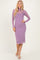 Dusty Lavender Mesh Overlay Fitted Midi Dress