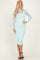 Mint Mesh Overlay Fitted Midi Dress