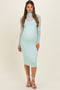 Mint Mesh Overlay Fitted Maternity Midi Dress