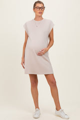 Almond Cap Sleeve Maternity Mini Dress