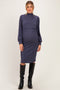 Navy Rib Knit Mock Neck Maternity Nursing Dress