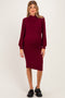 Burgundy Rib Knit Mock Neck Maternity Nursing Dress