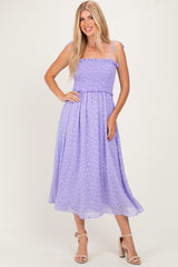 Lavender Shoulder Tie Maternity Midi Dress