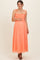 Peach Shoulder Tie Maternity Midi Dress