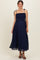 Navy Shoulder Tie Maternity Midi Dress