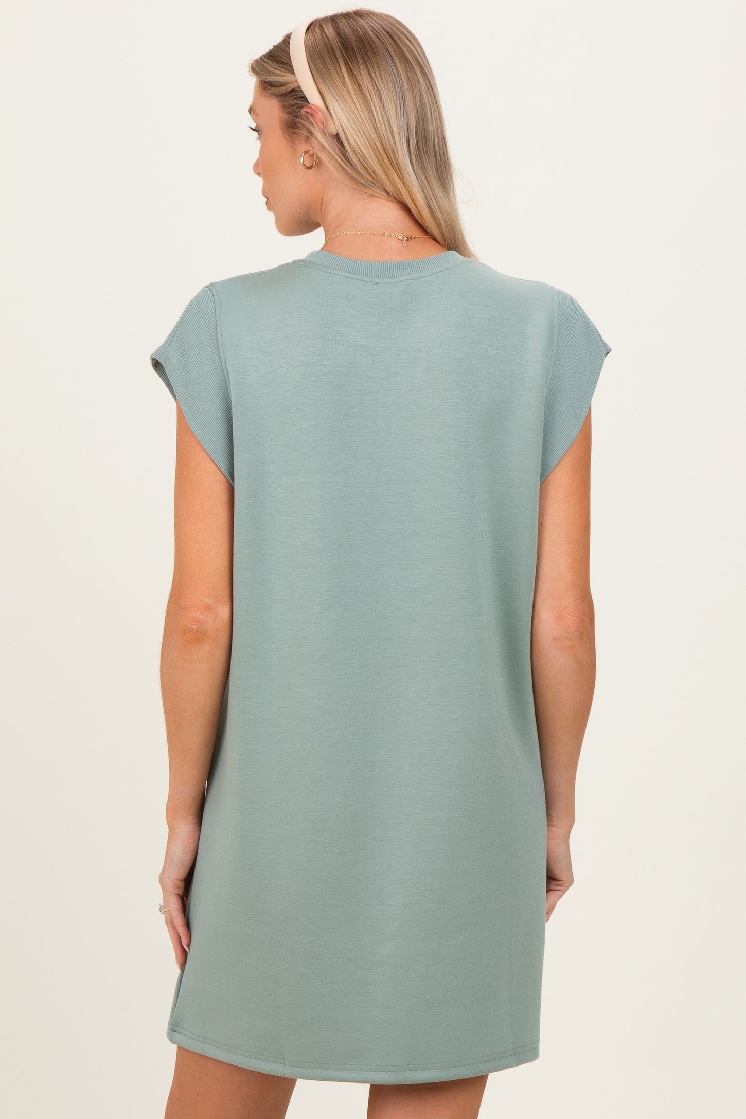 Desert Sage Cap Sleeve Maternity Mini Dress