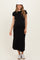 Black Contrast Trim Short Sleeve Maternity Midi Dress