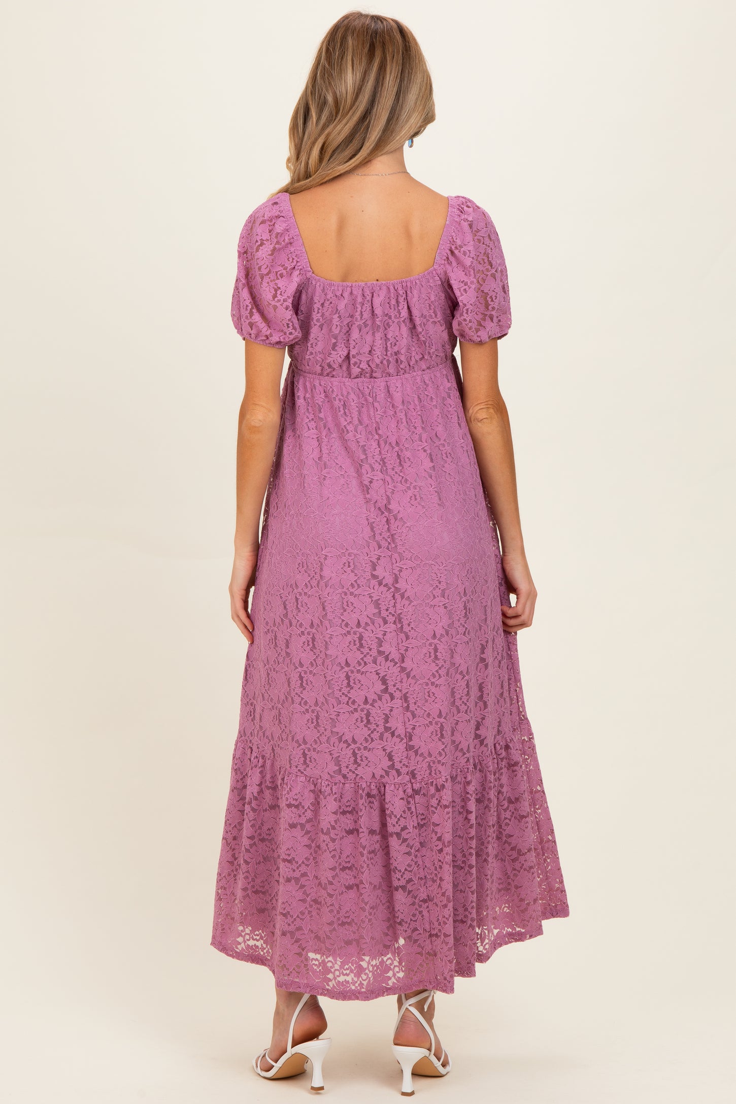 Mauve Lace Maternity Maxi Dress