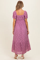 Mauve Lace Maternity Maxi Dress