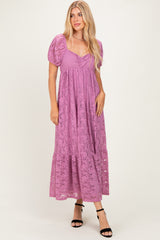 Mauve Lace Maternity Maxi Dress