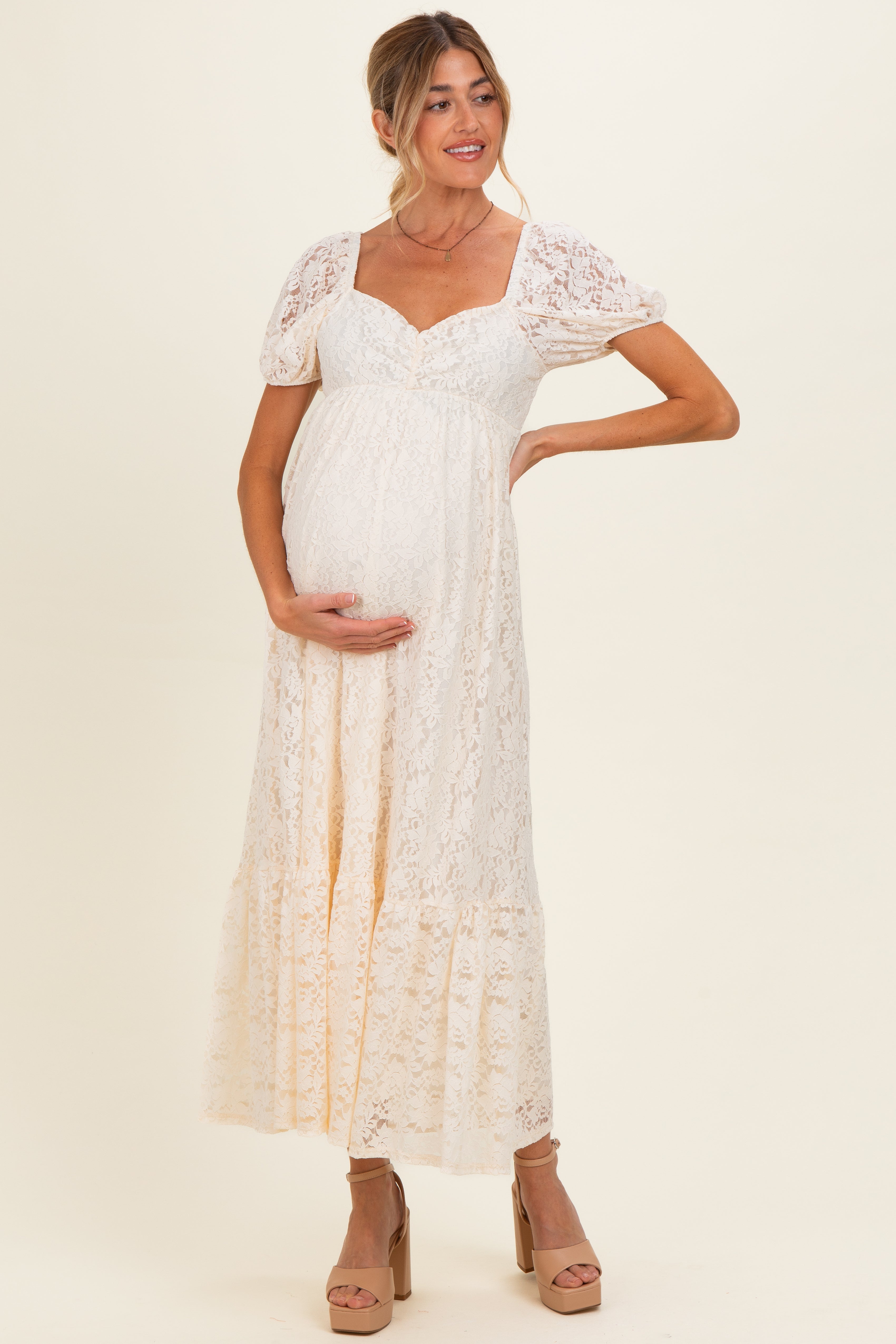 Ivory Lace Maternity Maxi Dress Ivory Lace Maternity Maxi Dress