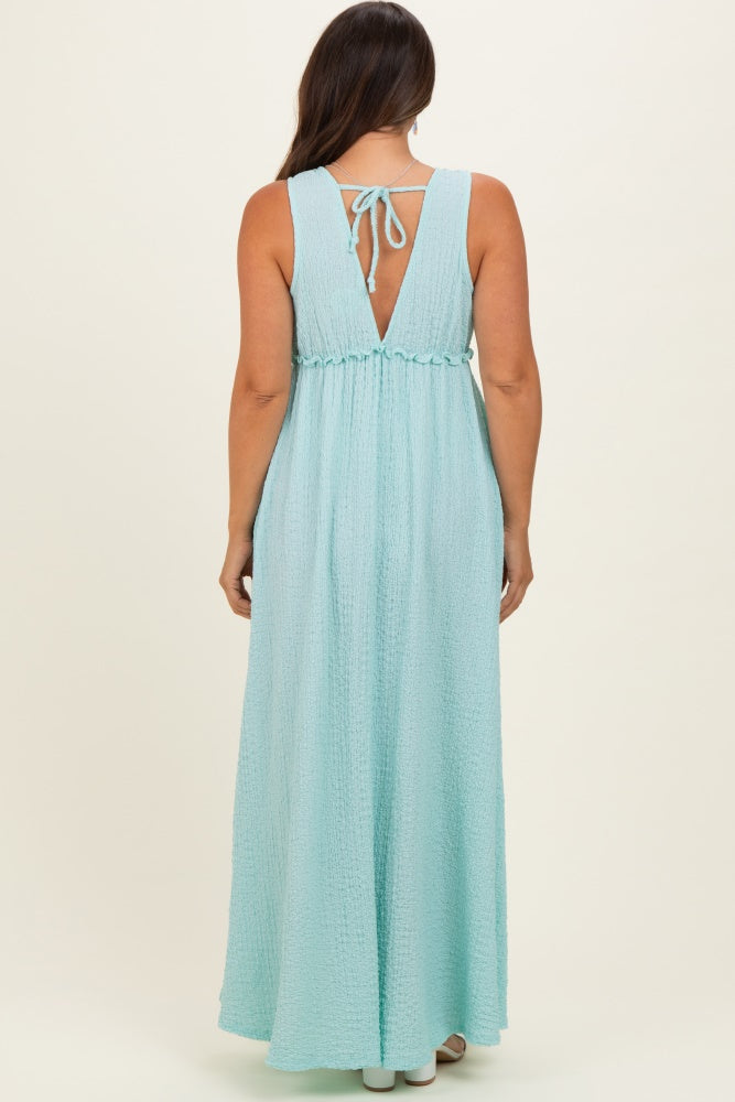Mint Sleeveless Deep V-Neck Maternity Maxi Dress