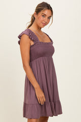 Plum Smocked Tiered Mini Dress