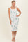 Sage Floral Shoulder Tie Fitted Midi Dress