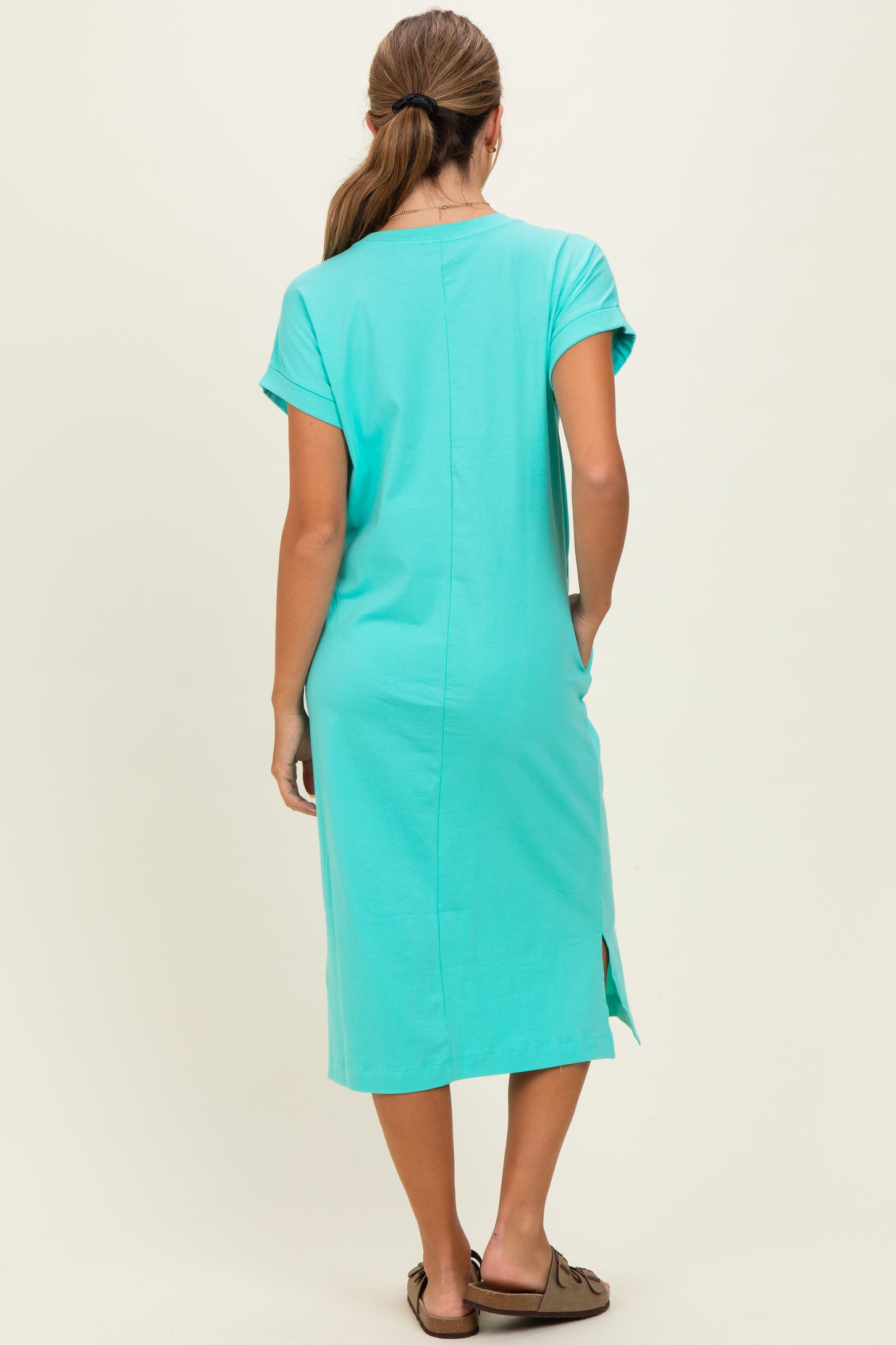 Mint Pocket Front Midi T-Shirt Dress – PinkBlush