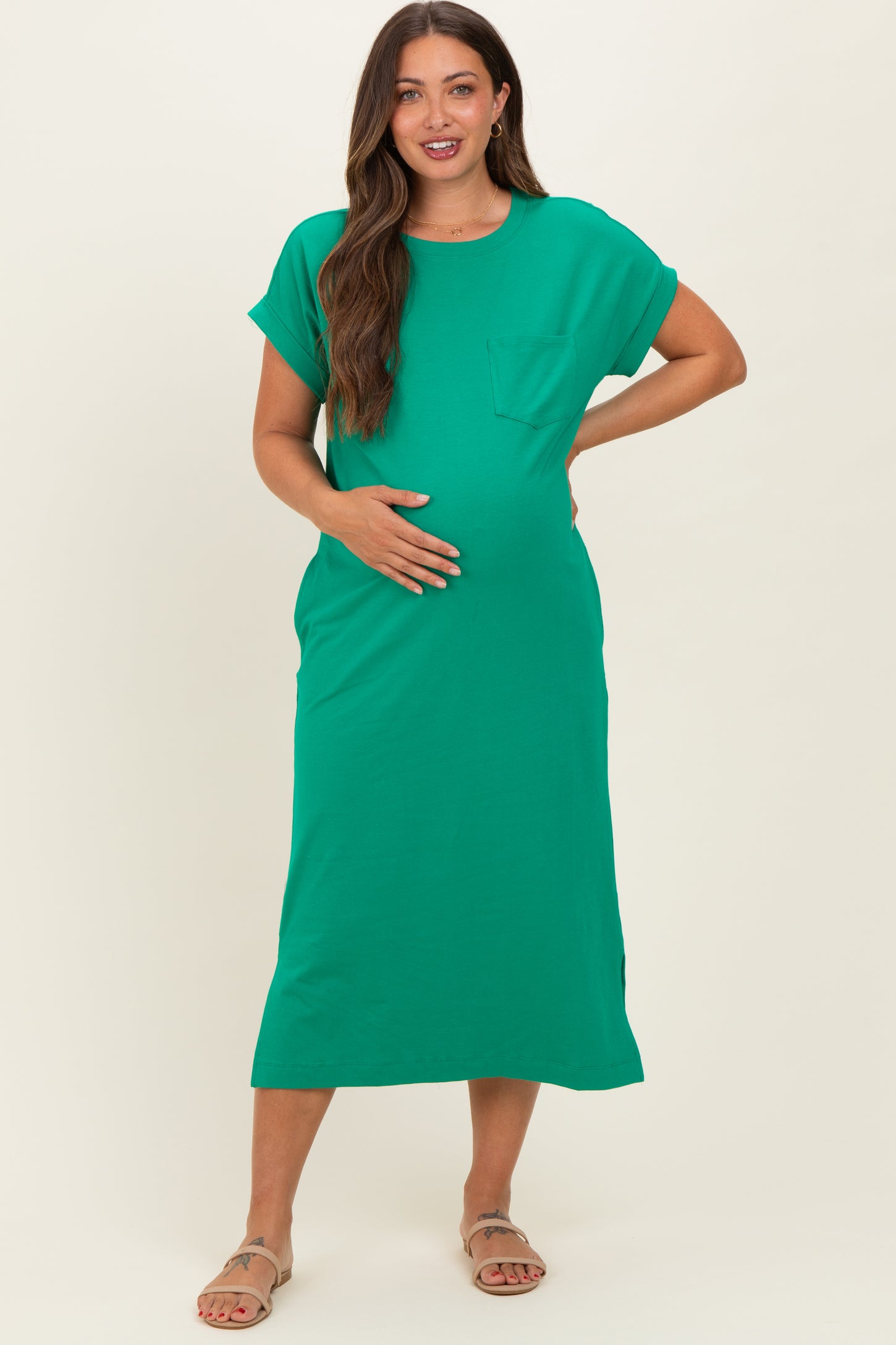 Kelly Green Pocket Front Maternity Midi T-Shirt Dress – PinkBlush Kelly Green Pocket Front Maternity Midi T-Shirt Dress – PinkBlush