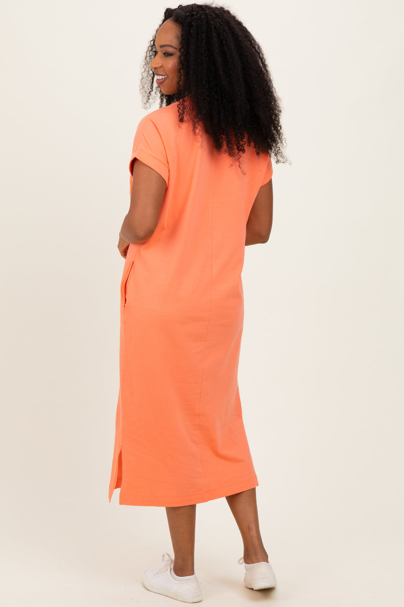 peach casual dress Coral Pocket Front Midi T-Shirt – PinkBlush Sherri Hill Sequin Corset and has a 33.6” Color:Red/Gold workshop