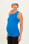 Ocean Blue Ribbed High Neck Maternity Tank Top
