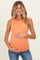 Peach Coral Ribbed High Neck Maternity Tank Top