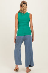 Kelly Green Ribbed High Neck Maternity Tank Top