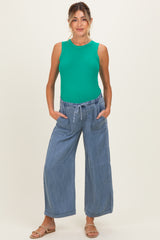 Kelly Green Ribbed High Neck Maternity Tank Top