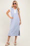 Light Blue Colorblock Polo Midi Dress
