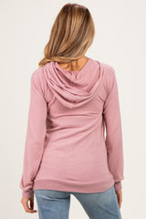 Pink Double Layer Long Sleeve Maternity Nursing Hoodie