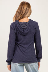 Navy Double Layer Long Sleeve Maternity Nursing Hoodie
