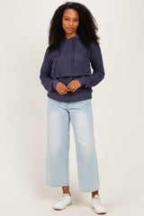 Navy Double Layer Long Sleeve Nursing Hoodie
