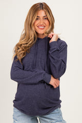 Navy Double Layer Long Sleeve Maternity Nursing Hoodie