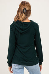 Hunter Green Double Layer Long Sleeve Maternity Nursing Hoodie