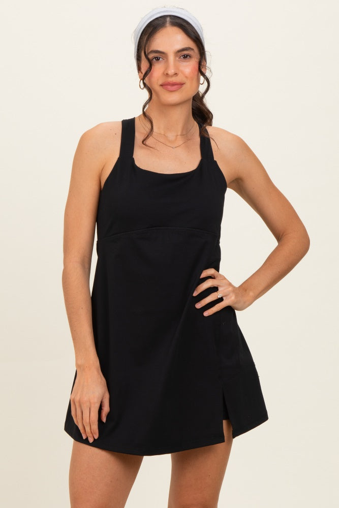 Black Racerback Active Romper Dress