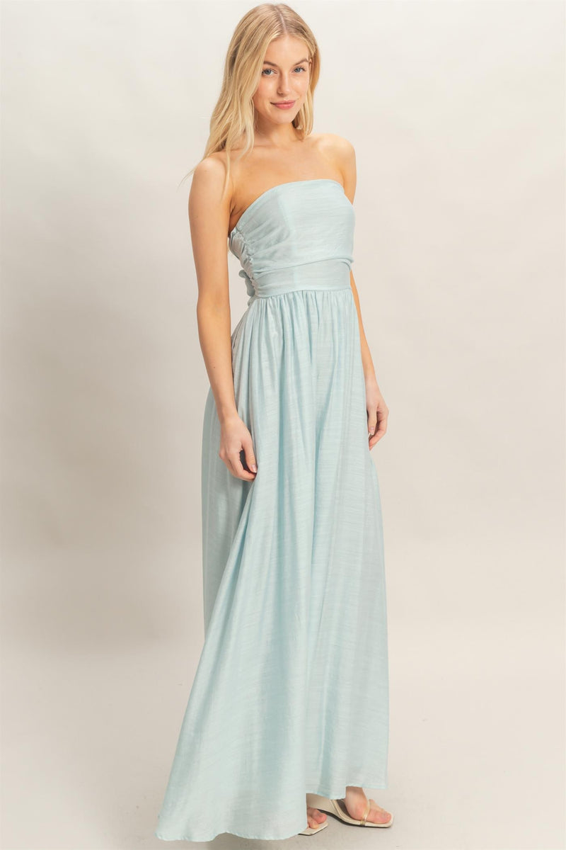 Light Blue Strapless Tie Back Maxi Dress – PinkBlush