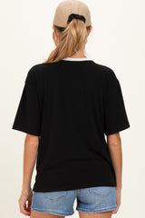Black Relaxed Fit Contrast Neckline Maternity Tee