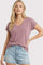 Mauve Slub Knit V-Neck Top
