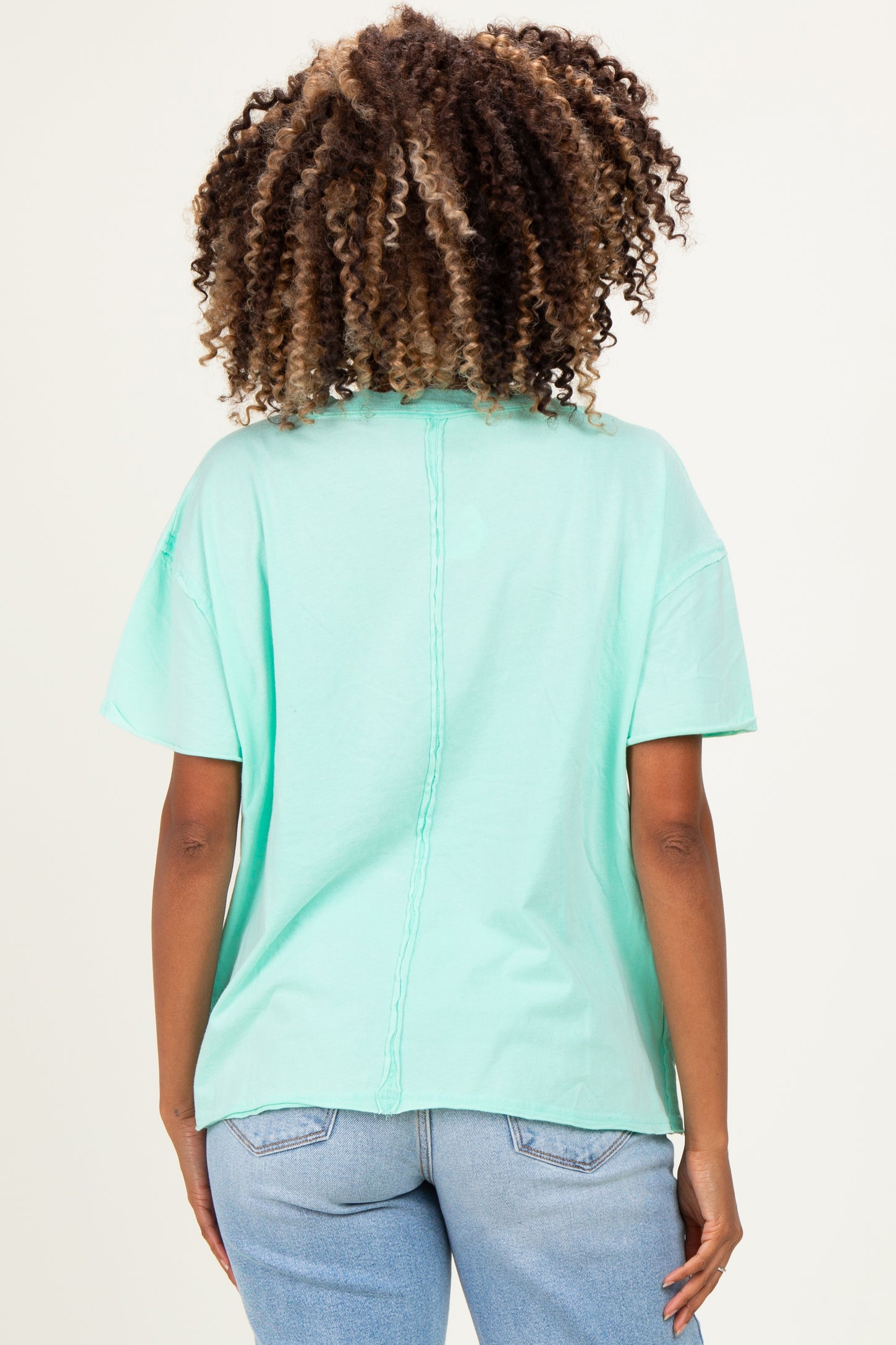 Mint Washed V-Neck Oversized Maternity Tee