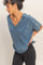 Navy Washed V-Neck Oversized Tee