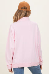 Light Pink Snap Collar Oversized Maternity Sweatshirt