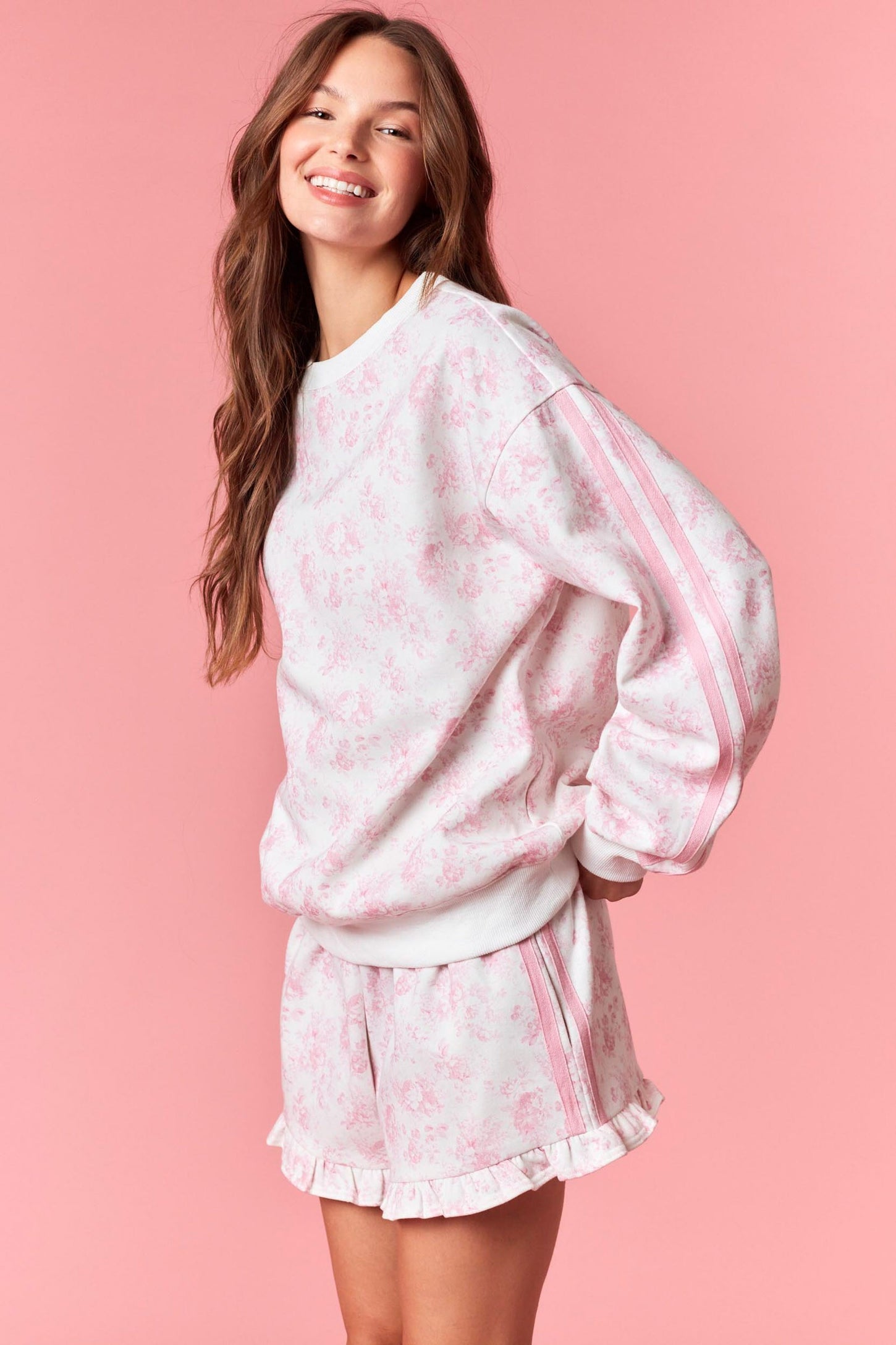 Light Pink Floral French Terry Sweatshirt