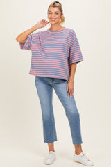 Rose Pink Oversized Striped Maternity Boyfriend Tee