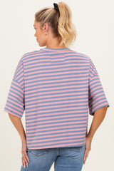 Rose Pink Oversized Striped Maternity Boyfriend Tee