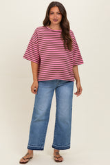 Chocolate Oversized Striped Maternity Boyfriend Tee