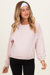 Light Pink Relaxed Crewneck Maternity Pullover