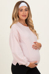 Light Pink Relaxed Crewneck Maternity Pullover