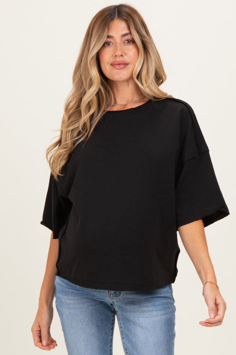 Black Raw Cut Edge Maternity Boxy Tee – PinkBlush