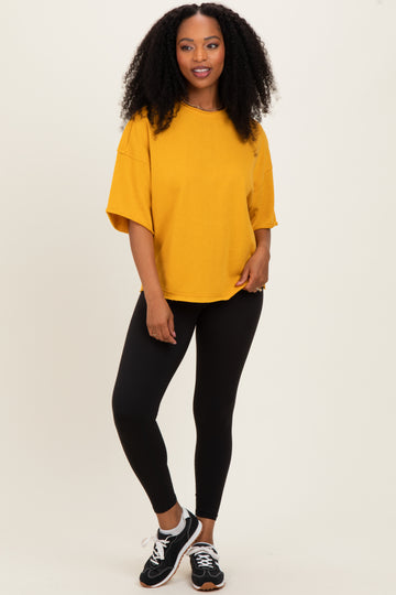 Mustard Raw Cut Edge Boxy Tee