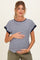 Navy Pinstripe Contrast Trim Maternity Top