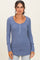 Denim Blue Ribbed Henley Top