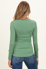 Avocado Ribbed Henley Maternity Top